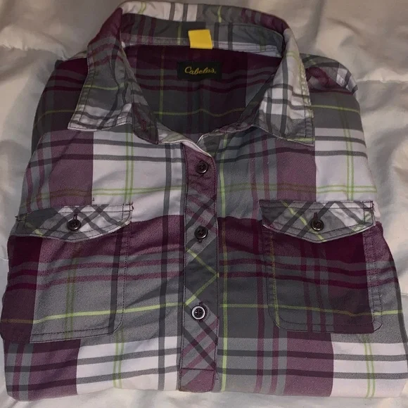 ☆ Cabelas long sleeve half button down flannel size Large - Picture 4 of 4